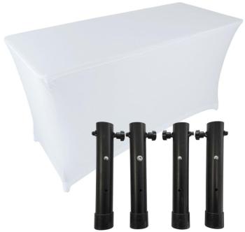 Table pliante 180cm avec 4 réhausseurs et nappe stretch Table pliante 180cm avec 4
