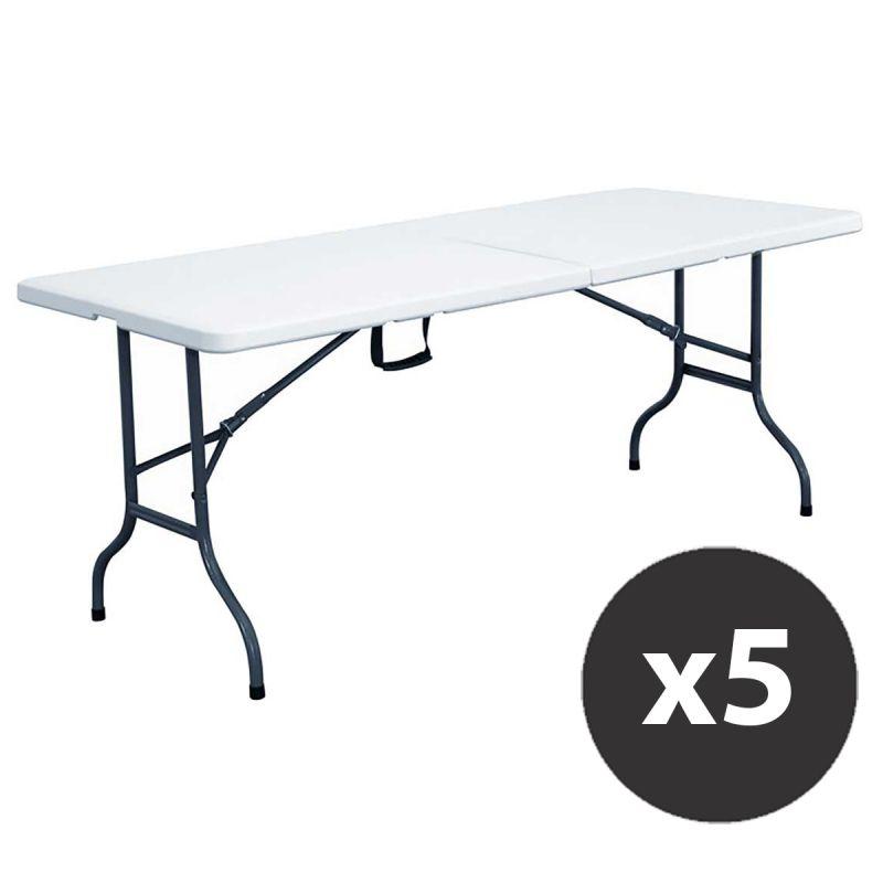 Tables pliantes 8 places 180cm Lot de 5 - Mobevent