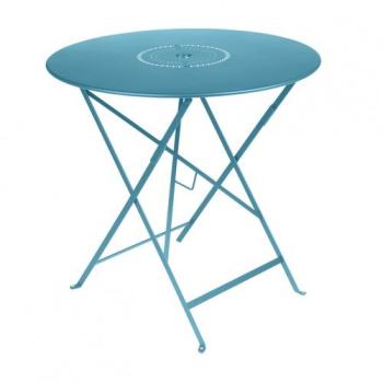 Floréal - Table pliante Ø77cm - turquoise/laqué/av