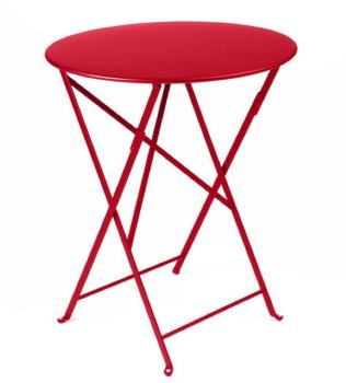 Bistro - Table Pliante Ø60cm - coquelicot/fer/Tail