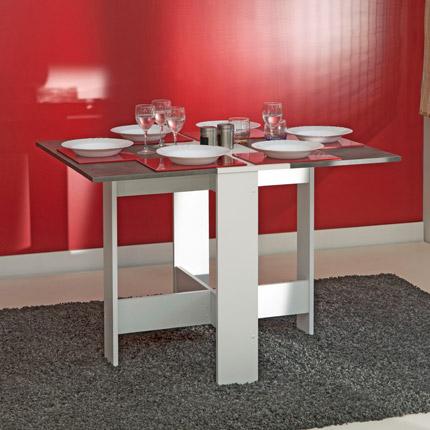 Table pliante deux abattants coloris blanc et béto