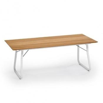 Ahoi - Table pliable - teak/chassis blanc/L x W: 2