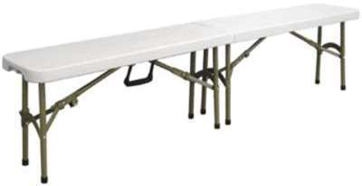 Banc pliable blanc avec poignée Banc pliable blanc avec poignée