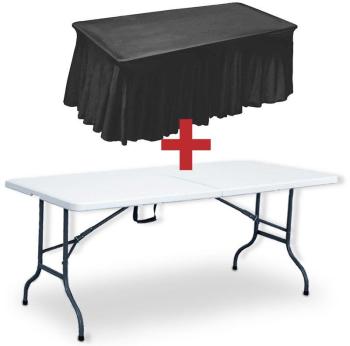 Table pliante 8 places et nappe drapée noire - Mobeventpro Table pliante 8 places et