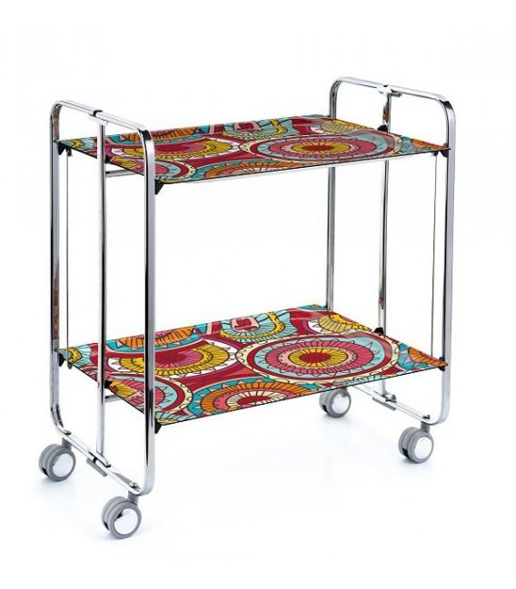 Table Roulante Pliante Chassis Chromé et Plateaux Colorés Table Roulante Pliante Chassis