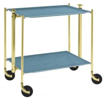 Table roulante pliante Textable doré 2 plateaux bl