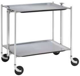 Table Roulante Pliable 2 tages Chrome et Plateaux Gris Table Roulante Pliable 2 tages