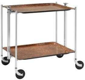 Table Roulante Pliable 2 tages Chrome et Plateaux Bois Table Roulante Pliable 2 tages