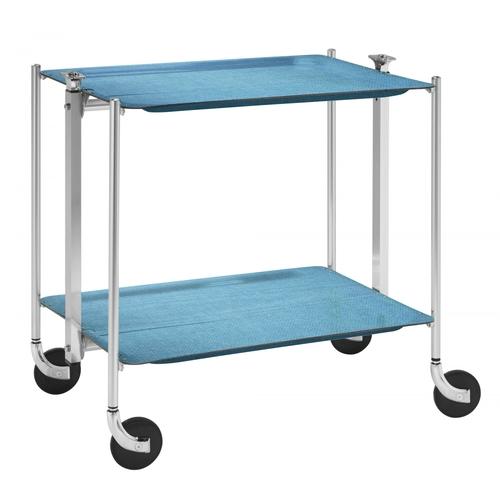 Desserte de cuisine Textable chromé 2 plateaux ble