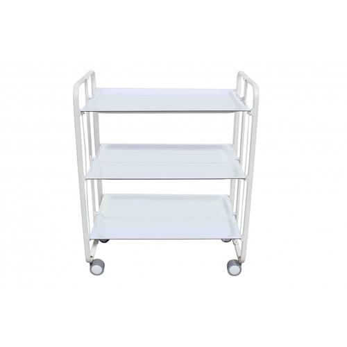 Table roulante pliante blanche 3 plateaux Blanc