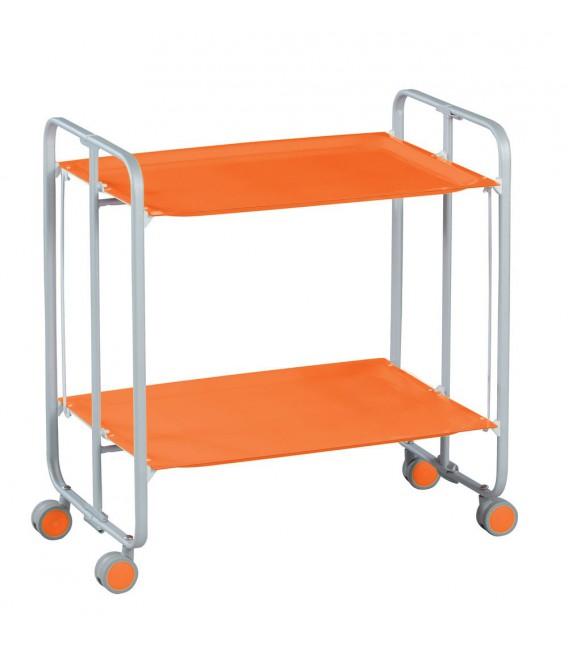 Table Roulante Pliante Orange et Châssis Gris Alum