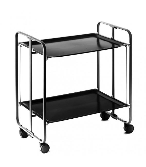 Table Roulante Pliante Noire et Châssis Noir - 3 Positions Table Roulante Pliante Noire