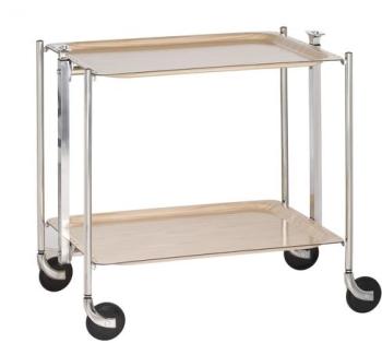 Table roulante pliante Textable doré 2 plateaux bo