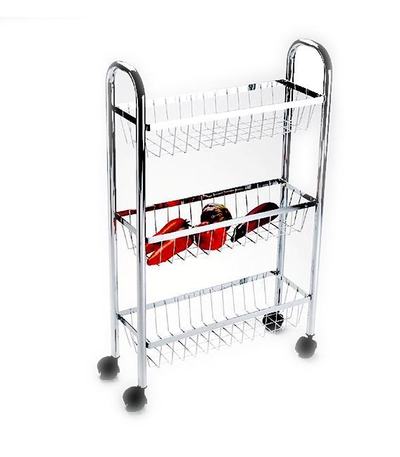 Chariot de Cuisine en Métal Chromé sur Roulettes 3
