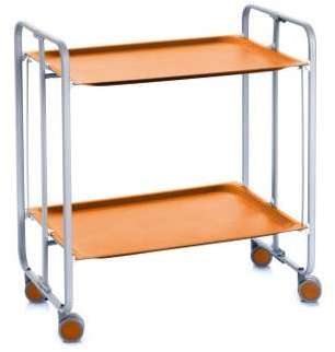 Table Roulante Pliante Orange et Châssis Gris Aluminium Table Roulante Pliante Orange