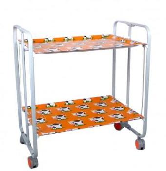 Table Roulante Pliante Orange et Châssis Gris Aluminium Table Roulante Pliante Orange