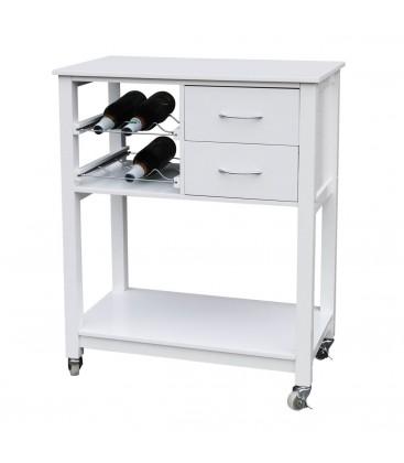 Desserte de Cuisine sur Roulettes en Bois Blanc