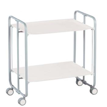 Table Roulante Pliante Blanche et Châssis Gris Aluminium Table Roulante Pliante Blanche