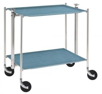 Desserte de cuisine Textable chromé 2 plateaux ble