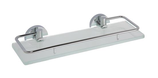Etagère, tablette en verre avec rail en chrome OME