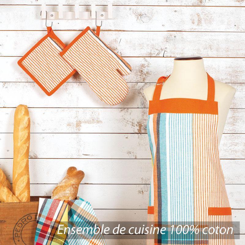 Set de cuisine Cocina 4 pieces : tablier, gant, ma