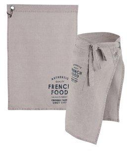 Lot tablier serveur 60x80cm torchon 100 coton stonewashed Lot tablier serveur 60x80cm