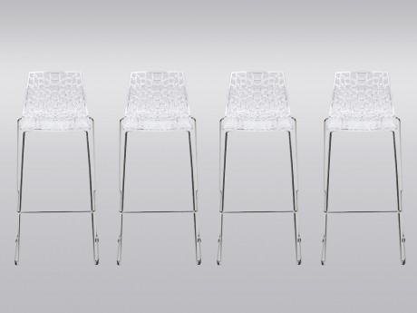 Lot de 4 tabourets de bar WILTON - 4 pieds - Polycarbonate Lot de 4 tabourets de bar