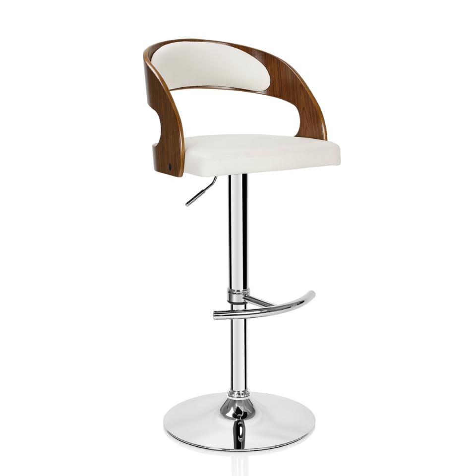 Tabouret de Bar en Similicuir - Blanc Noyer foncé Tabouret de Bar en Similicuir