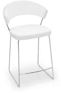Tabouret de Bar New York Pieds Chromés Assise Blanche Tabouret de Bar New York Pieds