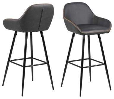Lot de 2 Tabourets de Bar Casper - Gris Foncé Lot de 2 Tabourets de Bar