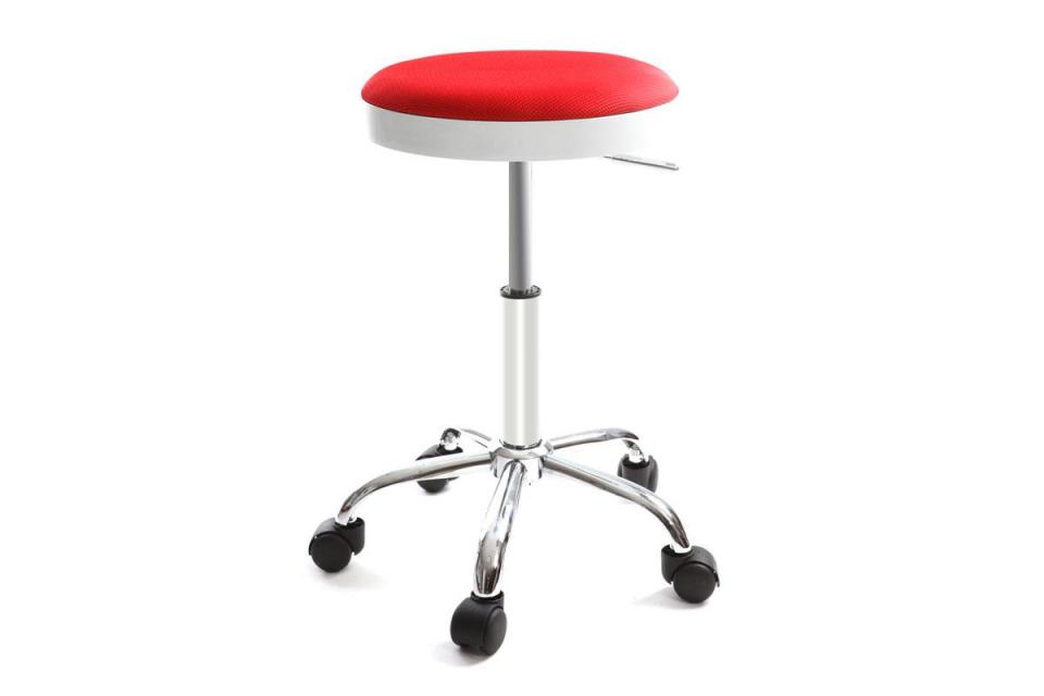 Tabouret design à roulettes rouge THEMIS Tabouret design à roulettes
