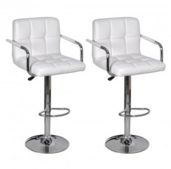 VidaXL Lot de 2 Tabourets bar blancs avec accoudoi