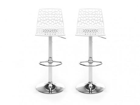 Lot de 2 Tabourets de bar CLARK - Polypropylène - Blanc Lot de 2 Tabourets de bar