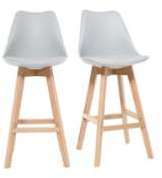 Tabouret de bar design gris clair et bois 75cm lot Tabouret de bar design gris