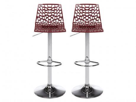 Lot de 2 tabourets de bar CLARK - Polypropylène - Rouge Lot de 2 tabourets de bar