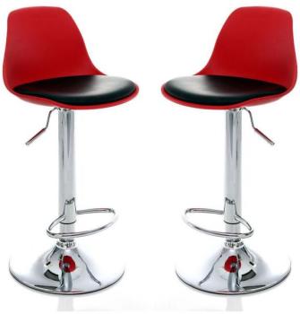 Lot de 2 tabourets de bar design rouges et noirs S