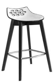 Tabouret de Bar Jam Pieds Bois Graphite Assise Blanc Tabouret de Bar Jam Pieds