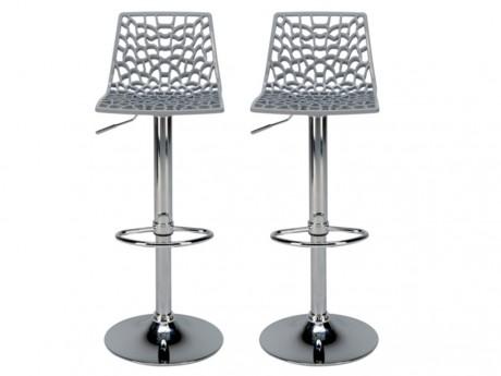 Lot de 2 Tabourets de bar CLARK - Polypropylène - Gris Lot de 2 Tabourets de bar