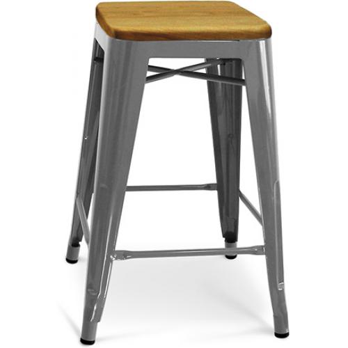 Tabouret Tolix 60cm assise en bois Xavier Pauchard