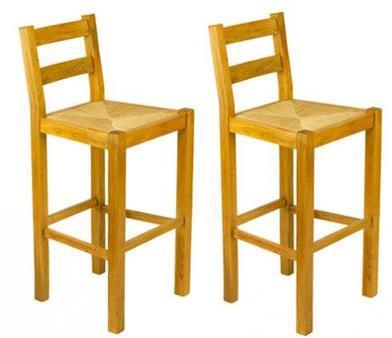 2 Tabourets bar chêne Vendome assise seigle 2 Tabourets bar chêne Vendome
