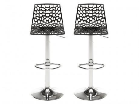 Lot de 2 tabourets de bar CLARK - Polypropylène - Noir Lot de 2 tabourets de bar