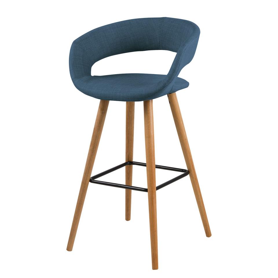 Chaise de bar Volda (lot de 2) - Tissu / Chêne mas