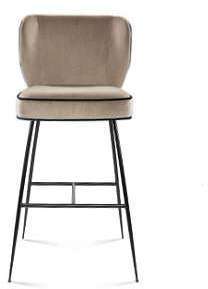Tabouret de bar design - velours taupe et métal no