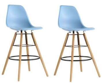 Lot de 2 Tabourets de Bar Scandinaves Bleues Balti