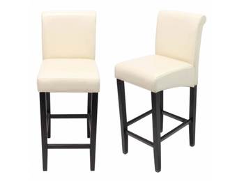 Tabouret de bar cuir lot de 2 VENIZIA crème