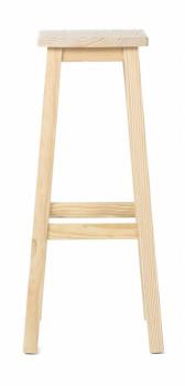 Tabouret de bar carré pin massif brut -