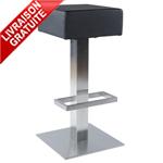 Tabouret de bar design CUADRA simili cuir noir