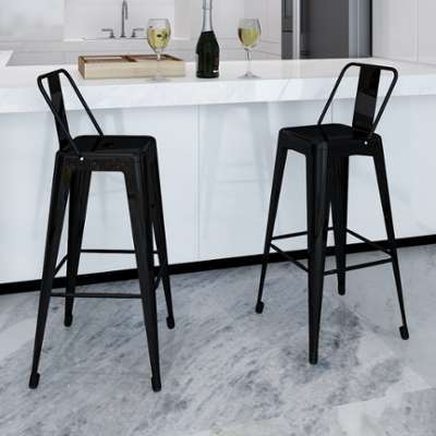 VidaXL Lot de 2 Tabourets Bar hauts avec dossier N