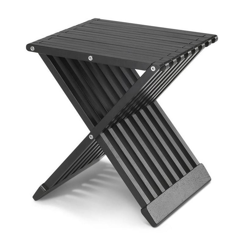 Fionia - Tabouret pliable - chêne teinté noir/40x3
