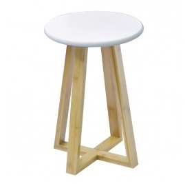 Tabouret plateau blanc et bambou